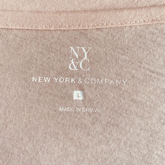 NY & COMPANY Top T-Shirt Sequin 3/4 Sleeves Scoop Neck Pink Large - Picture 6 of 11